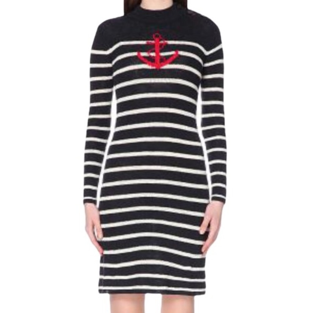 NWT Isabel Marant Etoile Earl anchor embroidered striped knit sweater dress - Picture 1 of 11